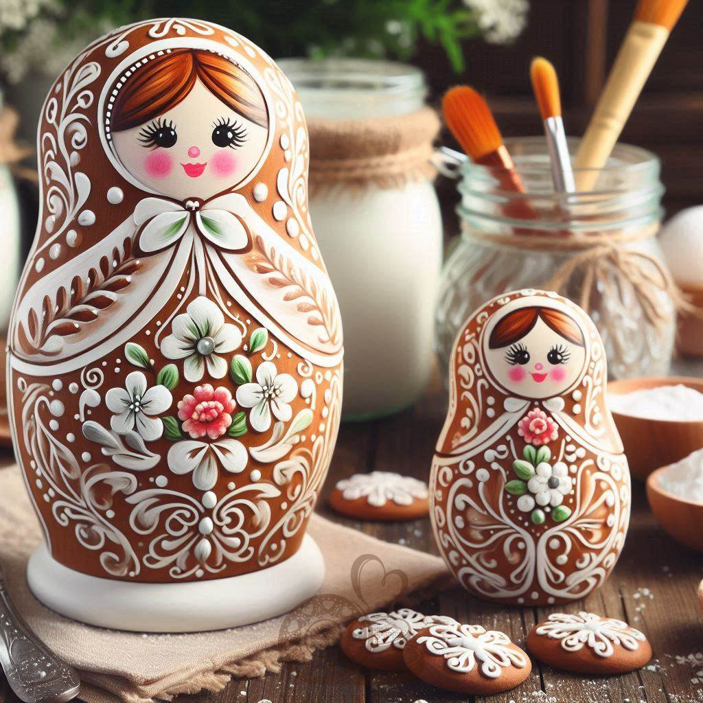 Русская матрешка. Расписной подарочный  3Д пряник